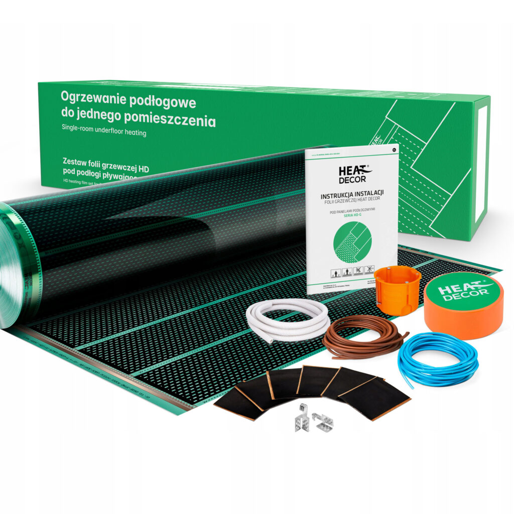 Zestaw folii grzewczej HD-G 80 W/m2, szer. 100 cm – BEZ TERMOSTATU, konektor BX – 14m2