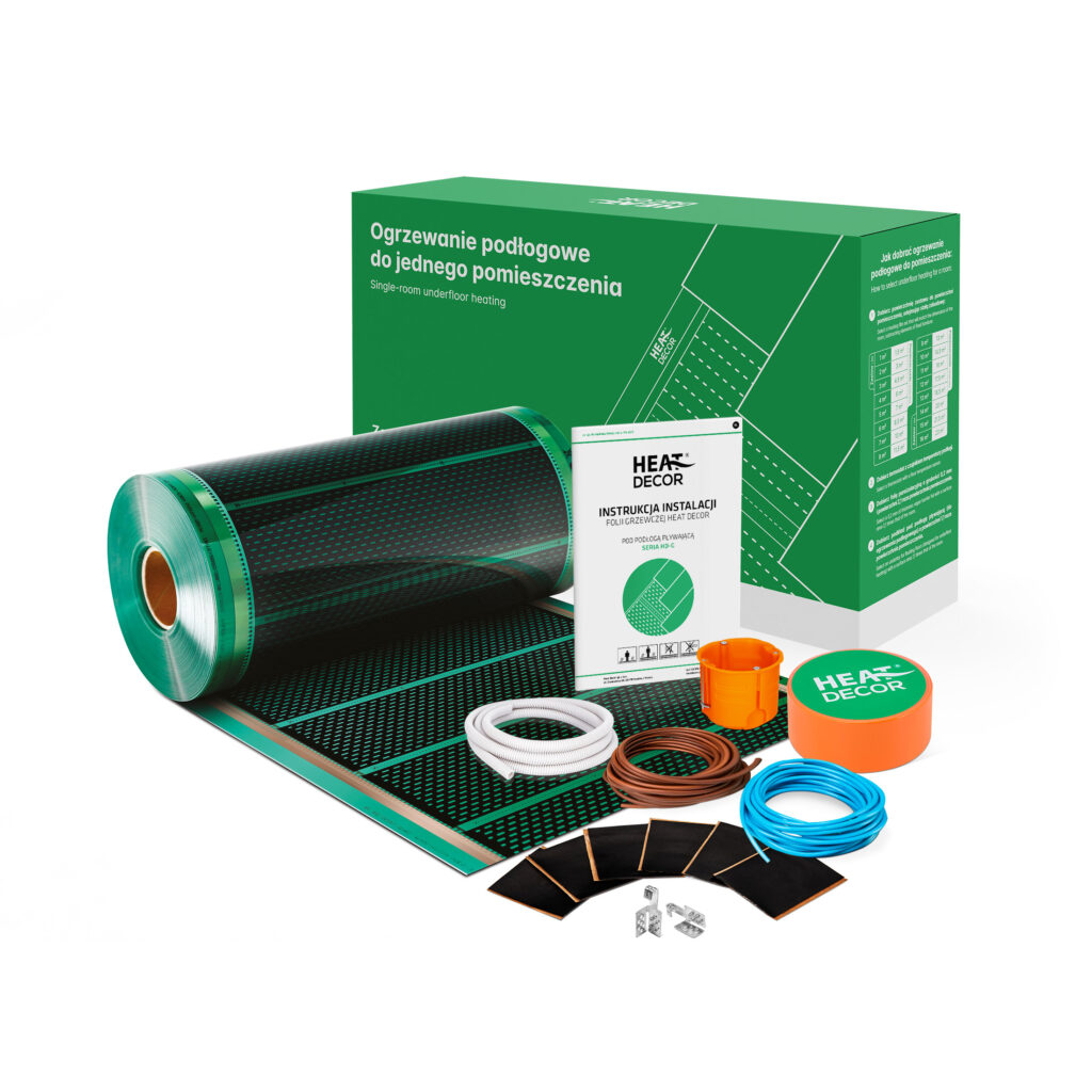 Zestaw folii grzewczej HD-G 140 W/m2, szer. 50 cm – BEZ TERMOSTATU, konektor BX – 18m2