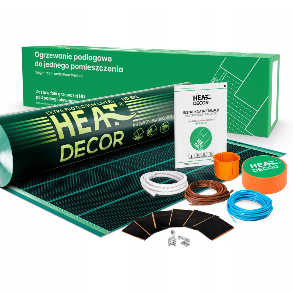 Zestaw folii grzewczej HD-EPL 140 W/m2, szer. 100 cm – BEZ TERMOSTATU, konektor BX – 10m2