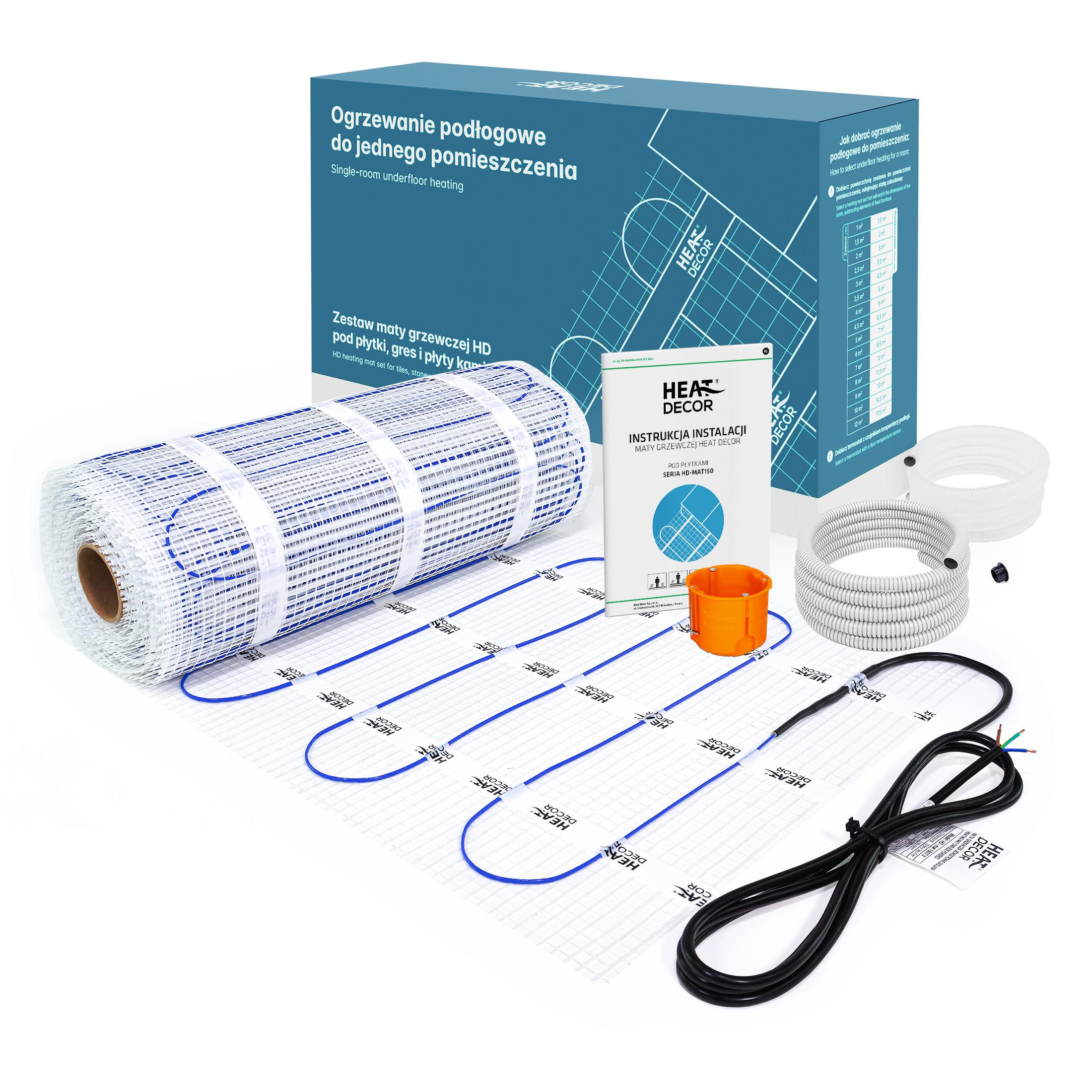 Zestaw maty grzewczej HD-mat 150 W/m2, szer. 50 cm – BEZ TERMOSTATU – 2 m2